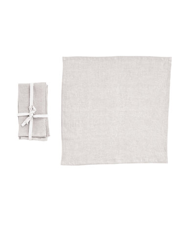 Stonewashed Square Linen Napkin Set, Ivory, 18 in.