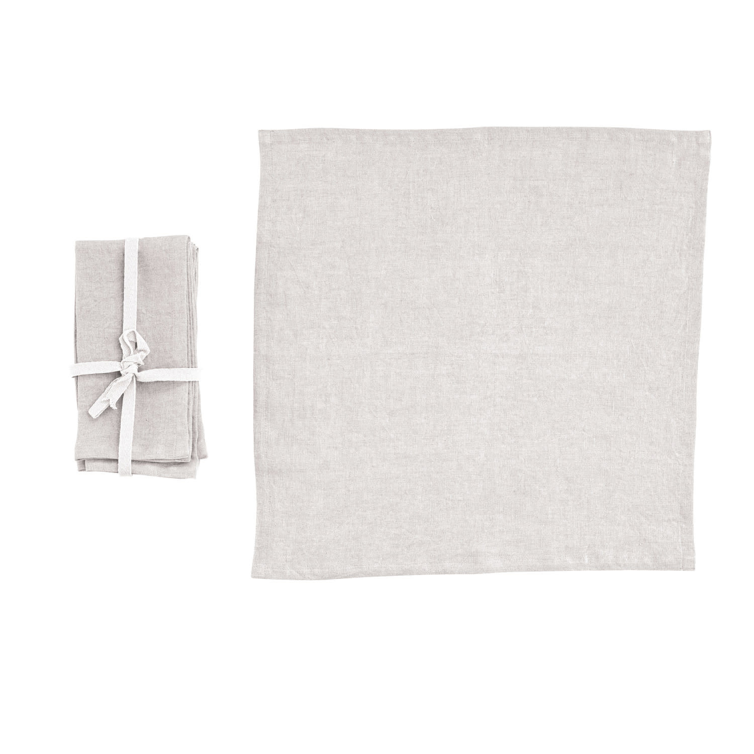 Stonewashed Square Linen Napkin Set, Ivory, 18 in.