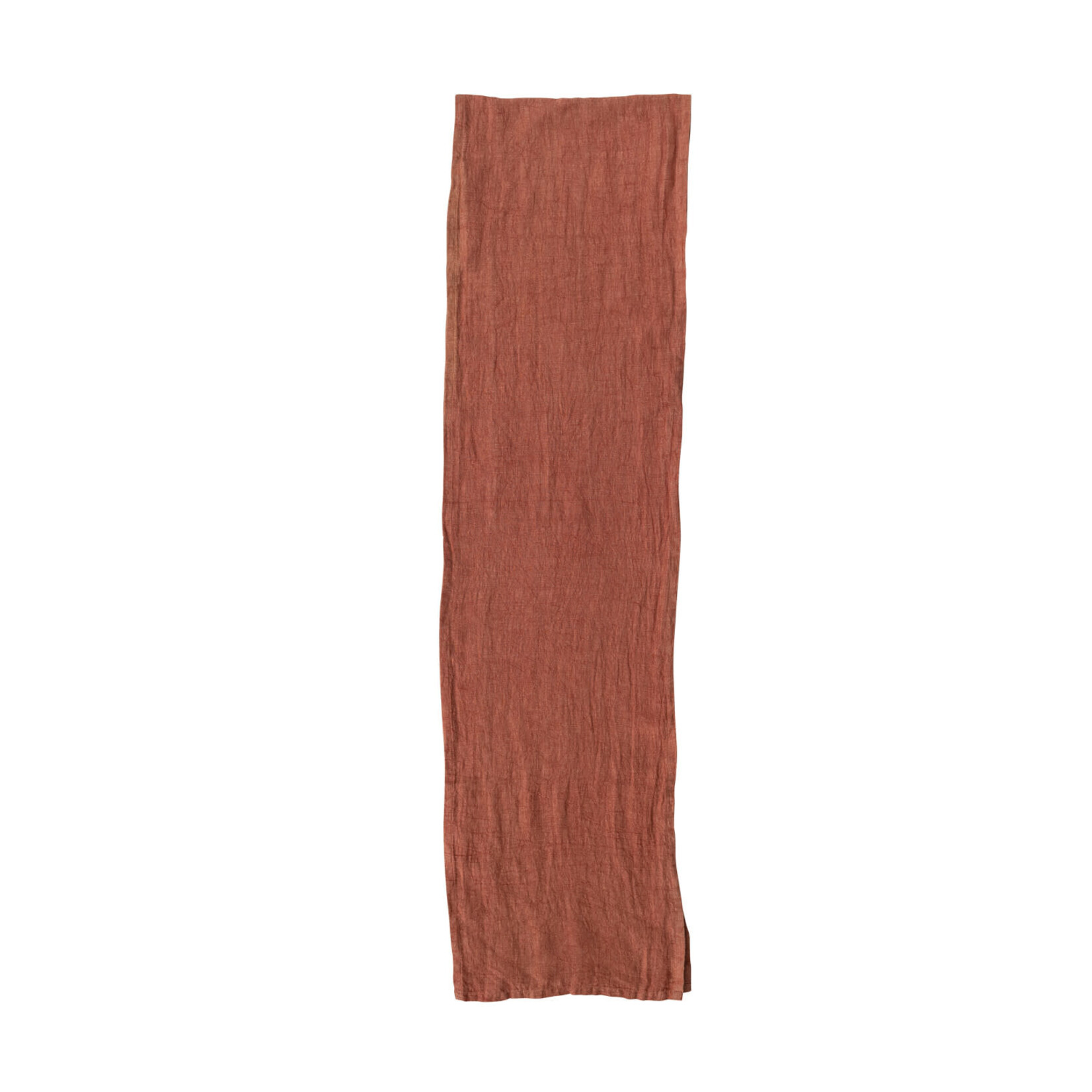 Stonewashed Linen Table Runner, Rust Color, 108"