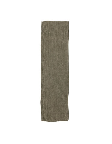 Stonewashed Linen Table Runner, Olive, 108"