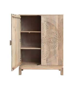 Mango Wood Cabinet w/ Carved Design, Available for local pick up