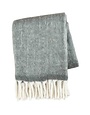 Acrylic Herringbone Blanket w/ Tassel Trim, Charcoal 50 x 60