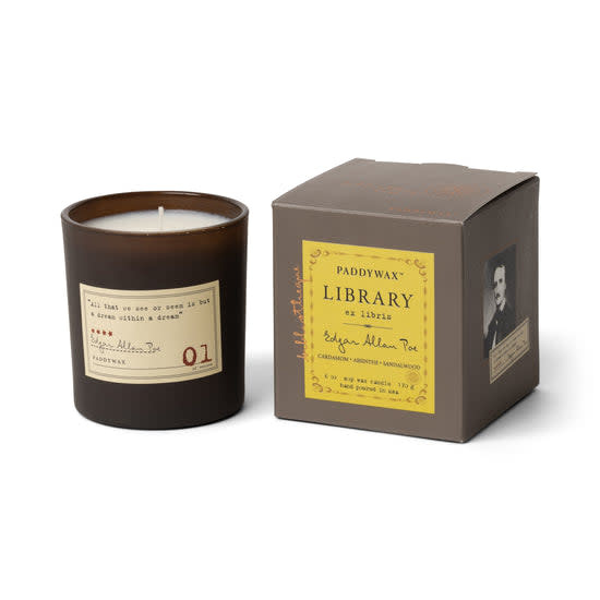 Library Boxed Candle, Edgar Allen Poe, 6 oz