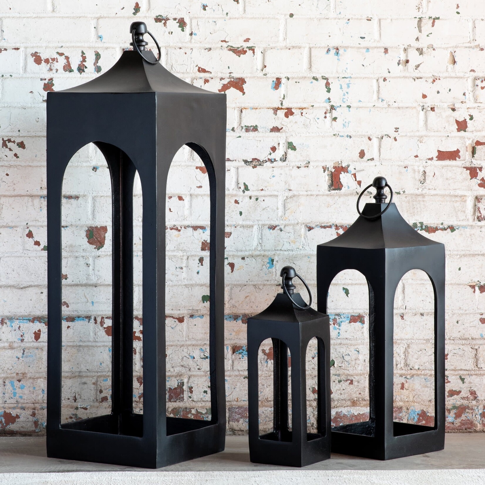 Black Aluminum Lantern, 15"