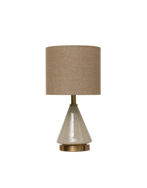 Glass Table Lamp w/ Linen Shade 10.5"x20" Available for local pick up