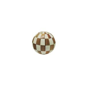 Resin Checkered Orb, Ivory & Natural, Medium