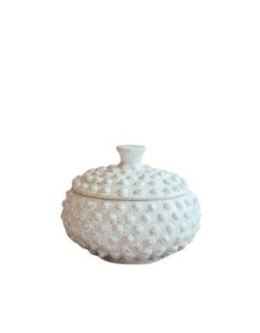 Round Knobby White Ceramic Canister