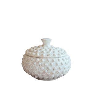 Round Knobby White Ceramic Canister
