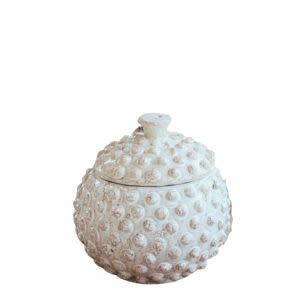 Round Knobby White Ceramic Canister