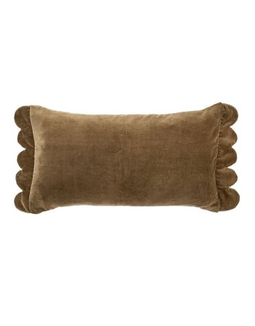 Velvet Scallop Pillow, Truffle, 21x12"