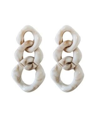 Cream Lucite Chain Statement Drop Earrings