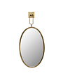 Oval Metal Wall Mirror w/ Bracket, Antique Gold Finish 12 x 27