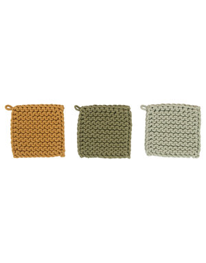Cotton Crocheted Pot Holder, Assorted Colors, priced individually