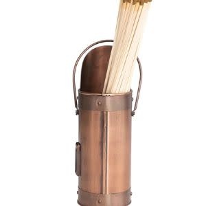 Curated Matchstick Holder and Matches w/ Handle, Antique Copper