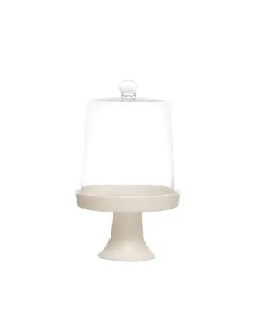 Glass Pedestal with Glass Cloche 8 3/4" Round 14 1/4" H, Available for Local Pick Up