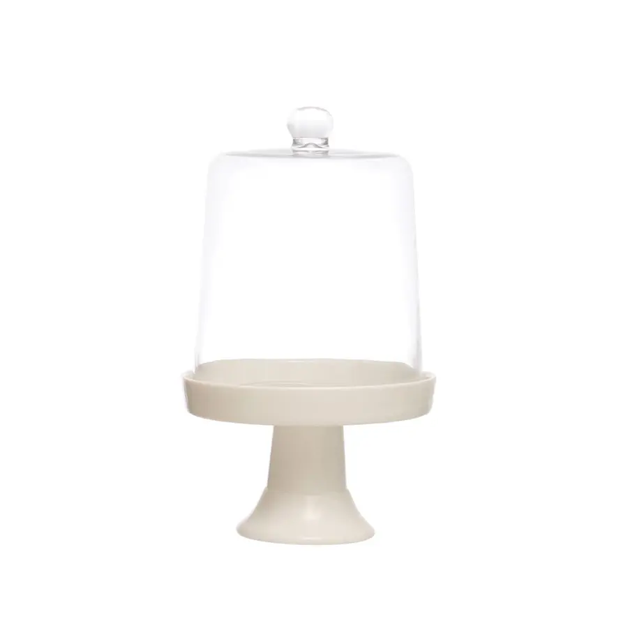 Glass Pedestal with Glass Cloche 8 3/4" Round 14 1/4" H, Available for Local Pick Up