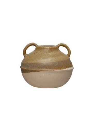 Stoneware Tri-Tone Vase w/ Handles