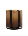 Glass Candle Holder with Brown Stripes, 6 in.