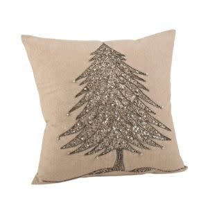 Saro Lifestyle Beaded Christmas Tree Pillow