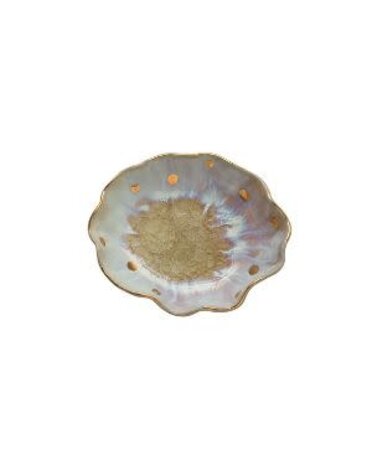 Stoneware Fluted Bowl w/ Gold Detail, Multicolor, 4 in.