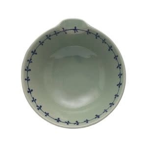 Hand-Painted Stoneware Bowl w/ Spout & Pattern, Aqua