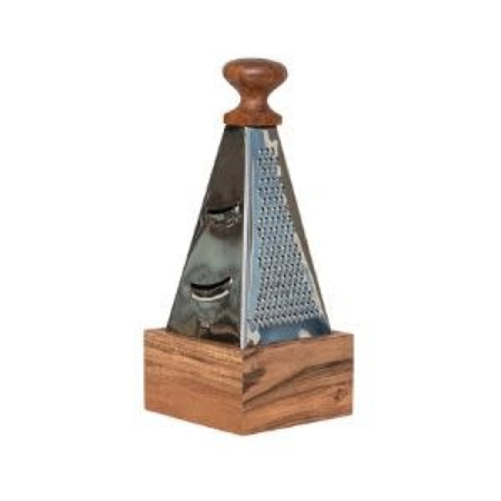 Stainless Steel Grater w/ Acacia Wood Handle, Natural