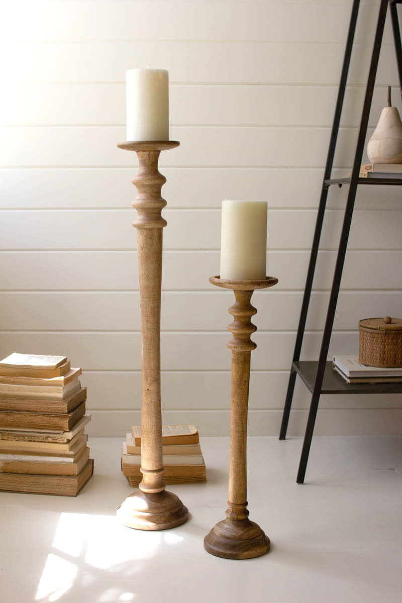 Tall Mango Wood Pillar Candle Stand, Small