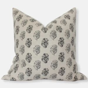 Textileish Cream Floral Pillow 22 x 22