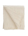 Fringed Boucle Throw Blanket, Off White 60 x 54