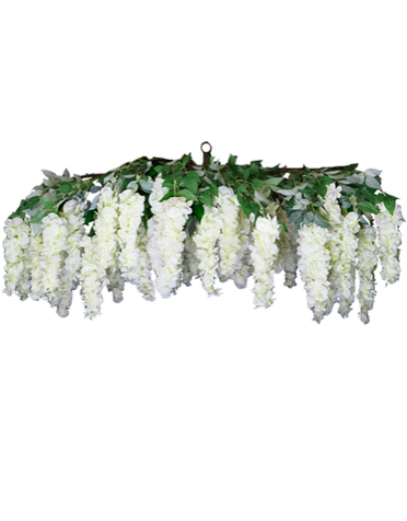 Wisteria Hanging Canopy, Draping Floral Chandelier, Cream