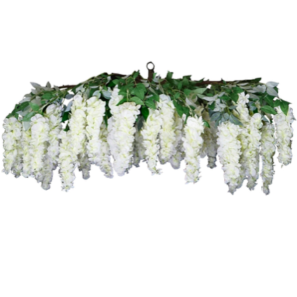 Wisteria Hanging Canopy, Draping Floral Chandelier, Cream