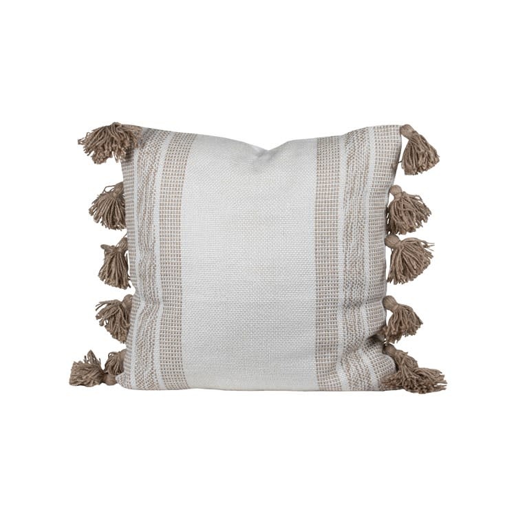 Hand Woven Hazel Pillow, Taupe, 18x18"