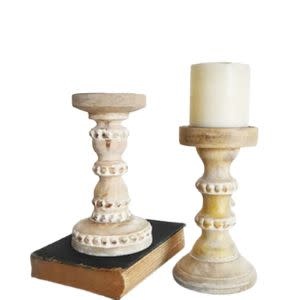 Beaded Wood Candle Holders, priced individually