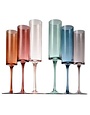 Khen Champagne Flute Stemmed Glasses, Set of 6, Muted Rainbow