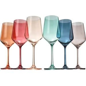  Khen Handblown Colored Two-Toned Crystal Pastel Wine Glassware, Set of 4