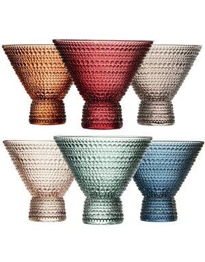 The Wine Savant / Khen Glassware Beaded Stemless Martini Drinking Glass, Assorted Colors, priced individually