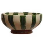 Hand Painted Stoneware Footed Bowl, 10 in.