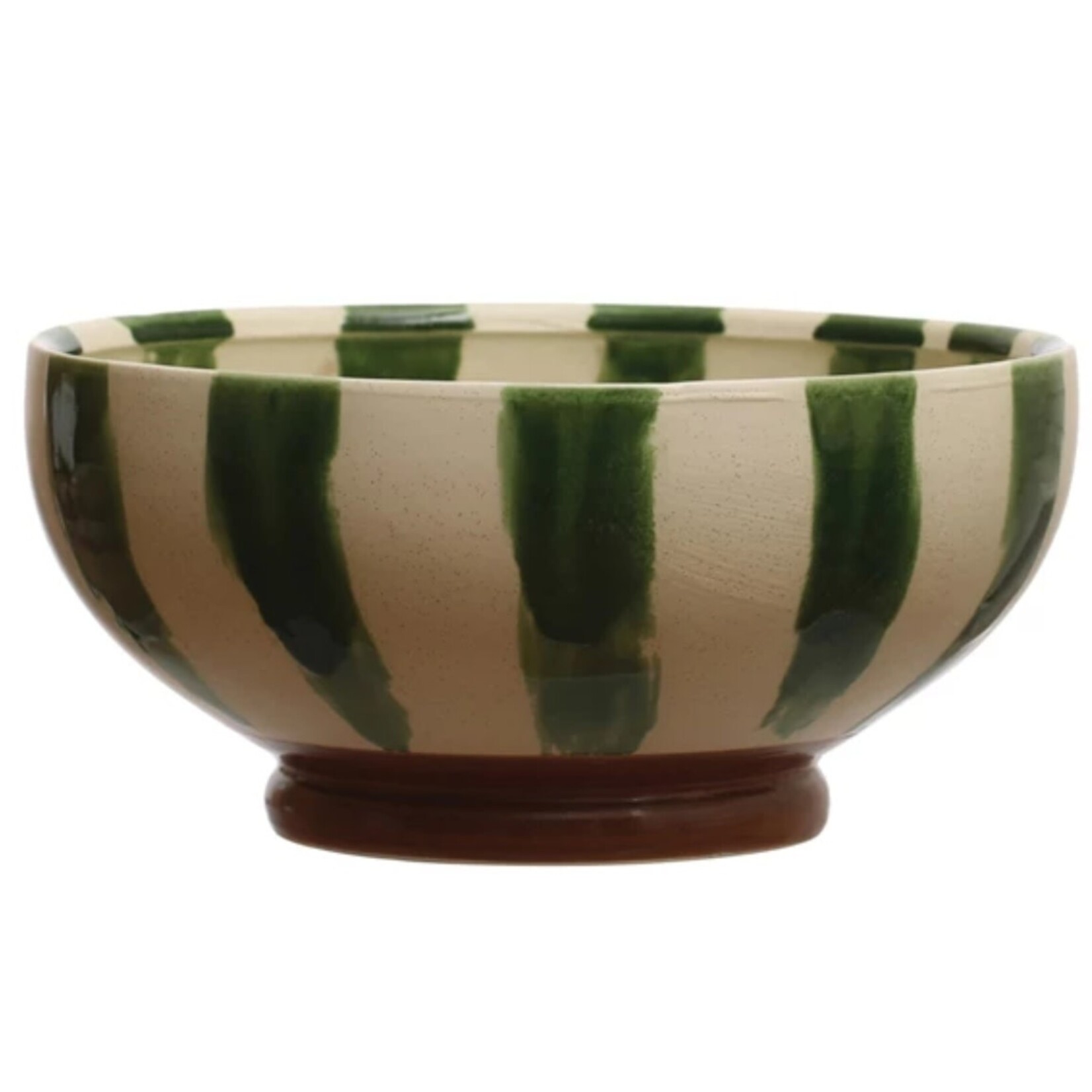 Hand Painted Stoneware Footed Bowl, 10 in.