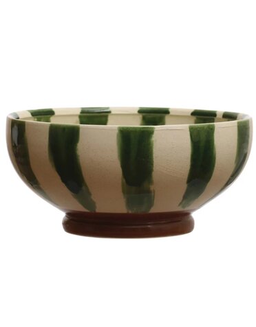 Hand Painted Stoneware Footed Bowl 10"Rnd