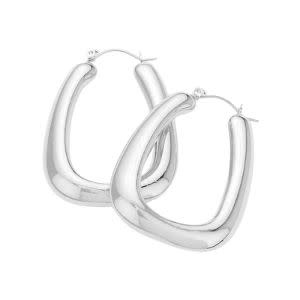 Wona Trading Metal Hoop Pin Catch Earrings, Silver