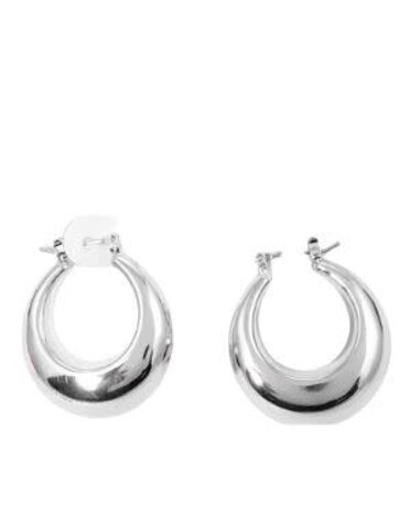 Wona Trading White Gold Dipped 1.25 Inch Metal Hoop Pin Catch Earrings