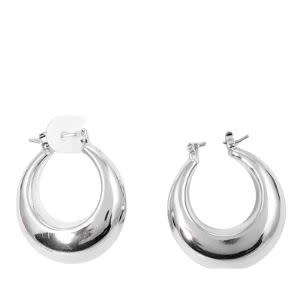 Wona Trading White Gold Dipped 1.25 Inch Metal Hoop Pin Catch Earrings