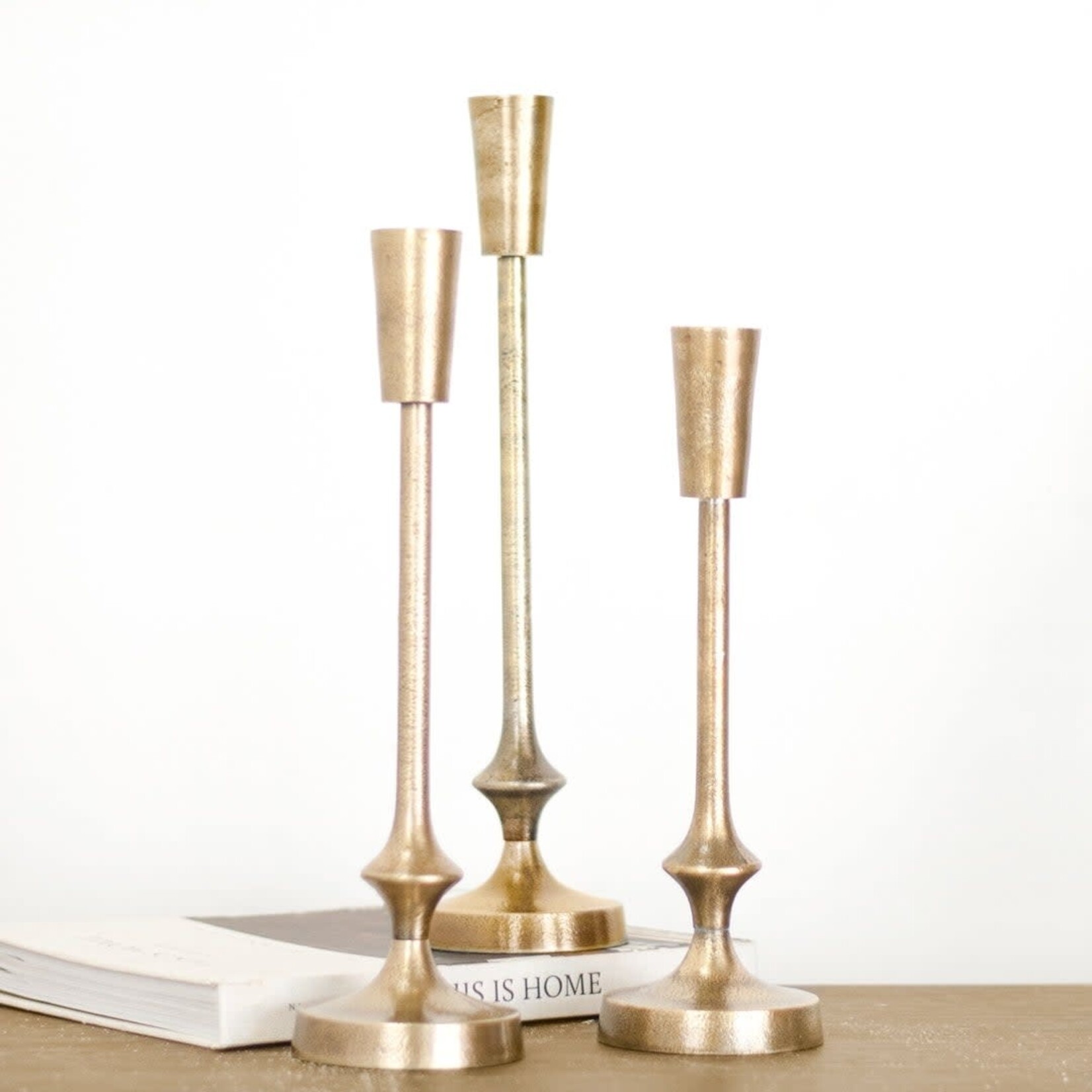 Gold Finish Candle Pillar, Small