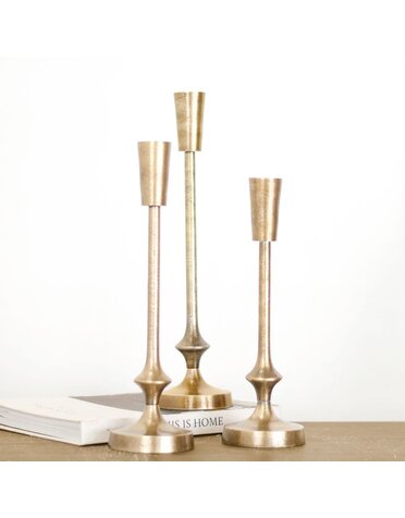 Gold Finish Candle Pillar, Small!!
