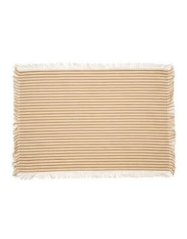 Ticking Fringe Placemats, Tan, Set of Four