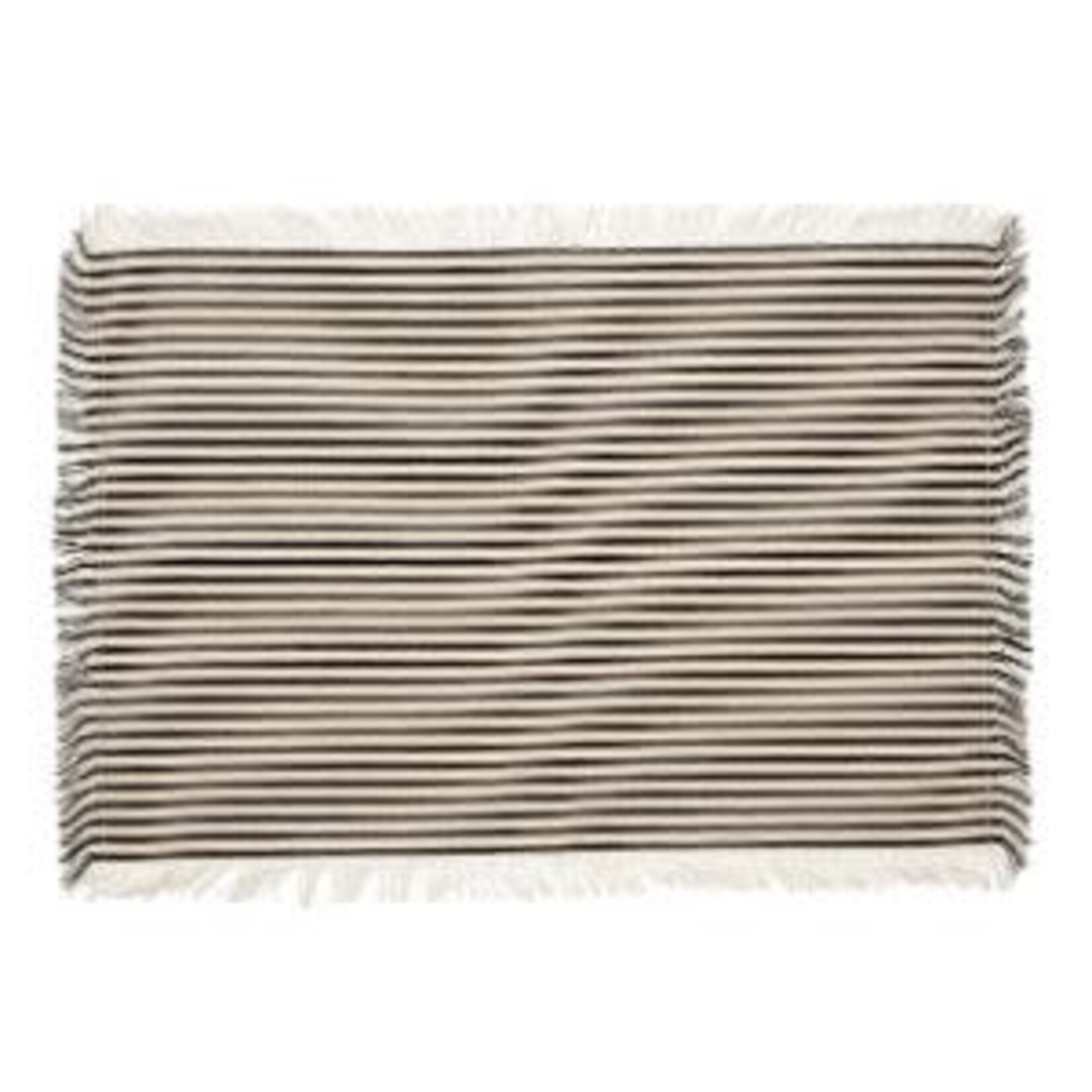 Ticking Fringe Placemats, Black, Set of Four
