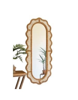 Rattan Squiggle Framed Rectangle Mirror