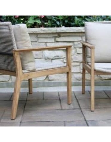 Rope & Eucalyptus Wash Lounge Chair w/ Olefin Cushion, Furniture Available for Local Delivery or Pick Up