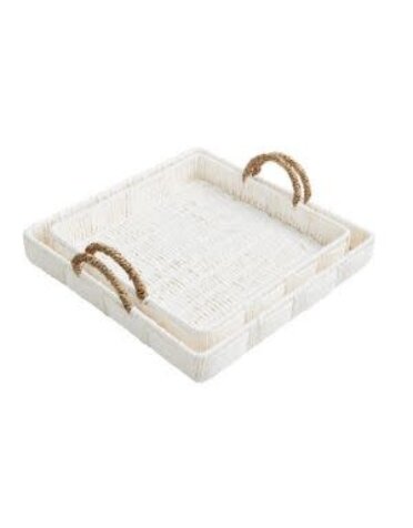 White Woven Tray, Large