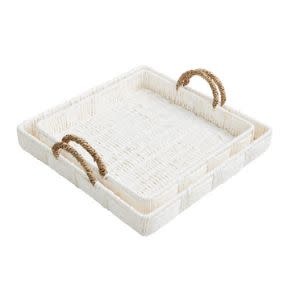 White Woven Tray, Large